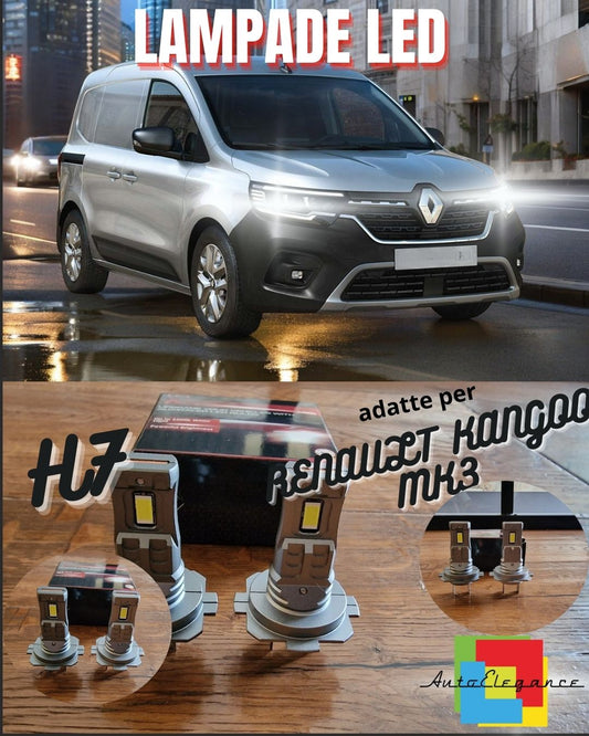 KIT LED H7 PER RENAULT KANGOO MK3 III 6000K 6000 LUMEN CANBUS ANABBAGLIANTI