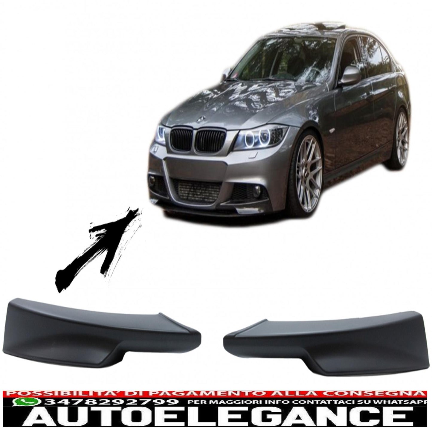 Front bumper splitter spoiler suitable for bmw 3 series e90 e91 lci (09.2008-2011) m-tech look
