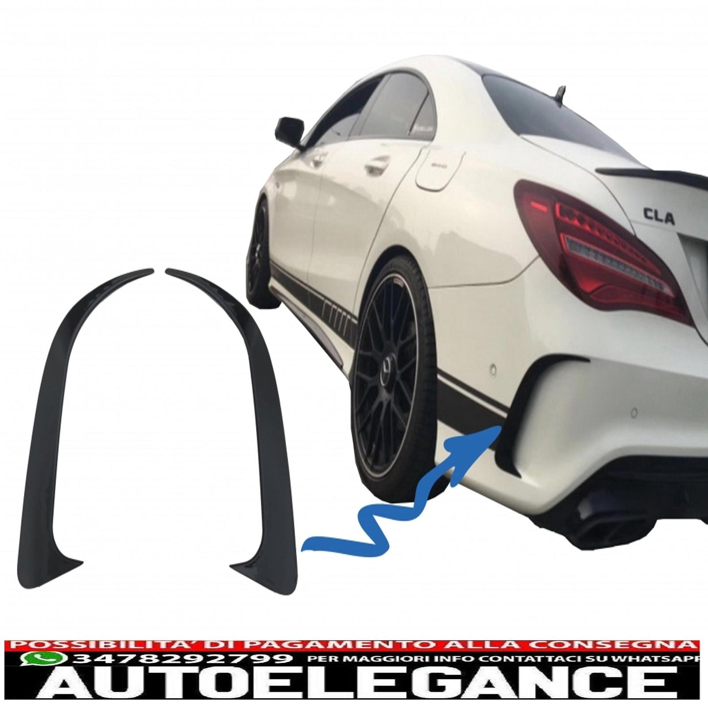 Splitter paraurti posteriore alette prese d'aria laterali canard adatti per mercedes cla w117 c117 x117 (2013-2018) design cla45