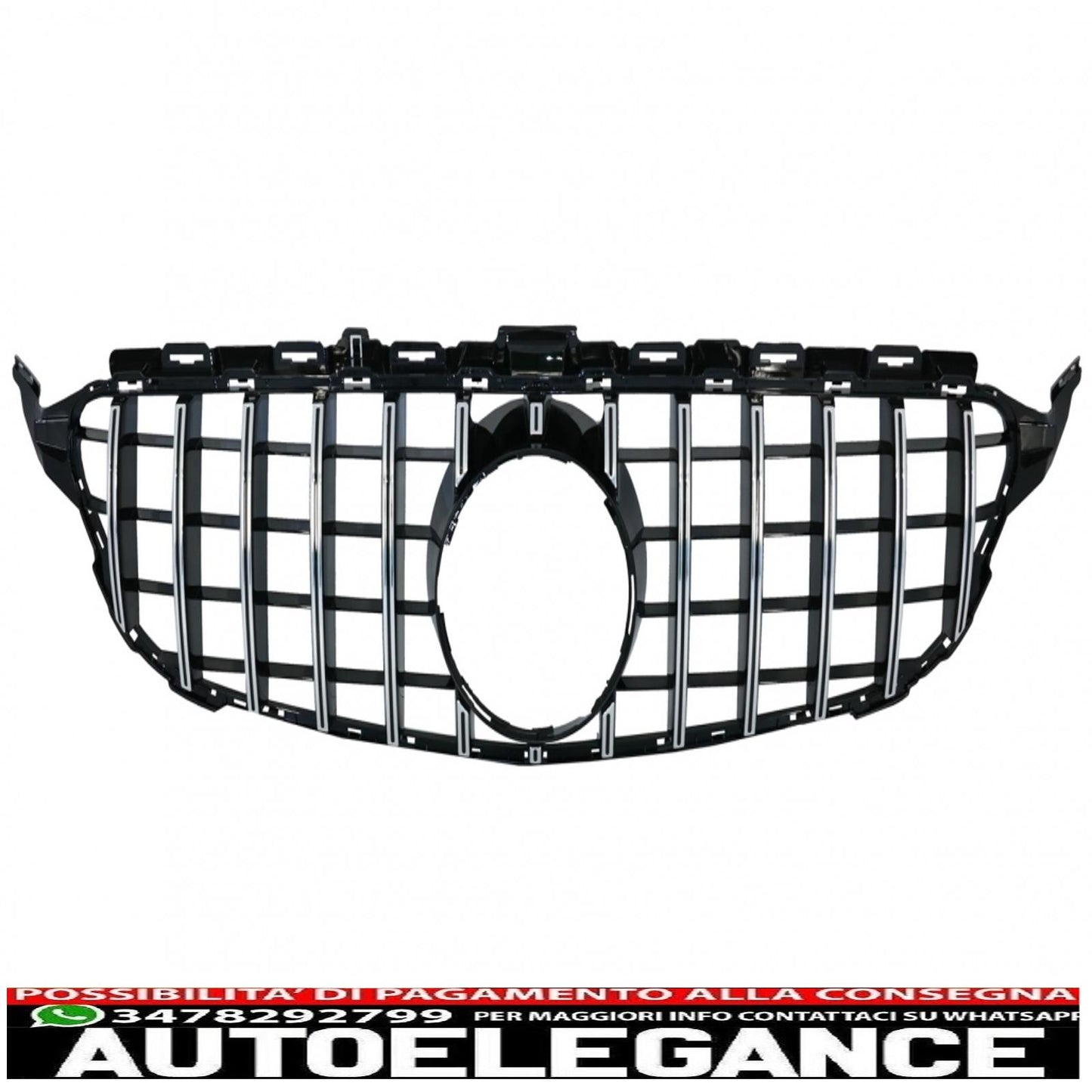 front grille suitable for mercedes c class w205 s205 c205 a205 (2014-2018) gt-r design panamericana chrome without camera 