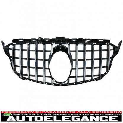 front grille suitable for mercedes c class w205 s205 c205 a205 (2014-2018) gt-r design panamericana chrome without camera 