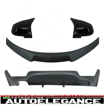 pacchetto di conversione al diffusore d'aria dal design M Performance con spoiler per il bagagliaio e coperture degli specchietti adatto per BMW Serie 4 Coupé F32 (2013-up) nero opaco