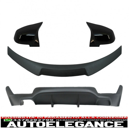 pacchetto di conversione al diffusore d'aria dal design M Performance con spoiler per il bagagliaio e coperture degli specchietti adatto per BMW Serie 4 Coupé F32 (2013-up) nero opaco
