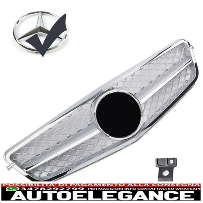 Griglia del radiatore sportiva per Mercedes W204 S204 argento + cromo