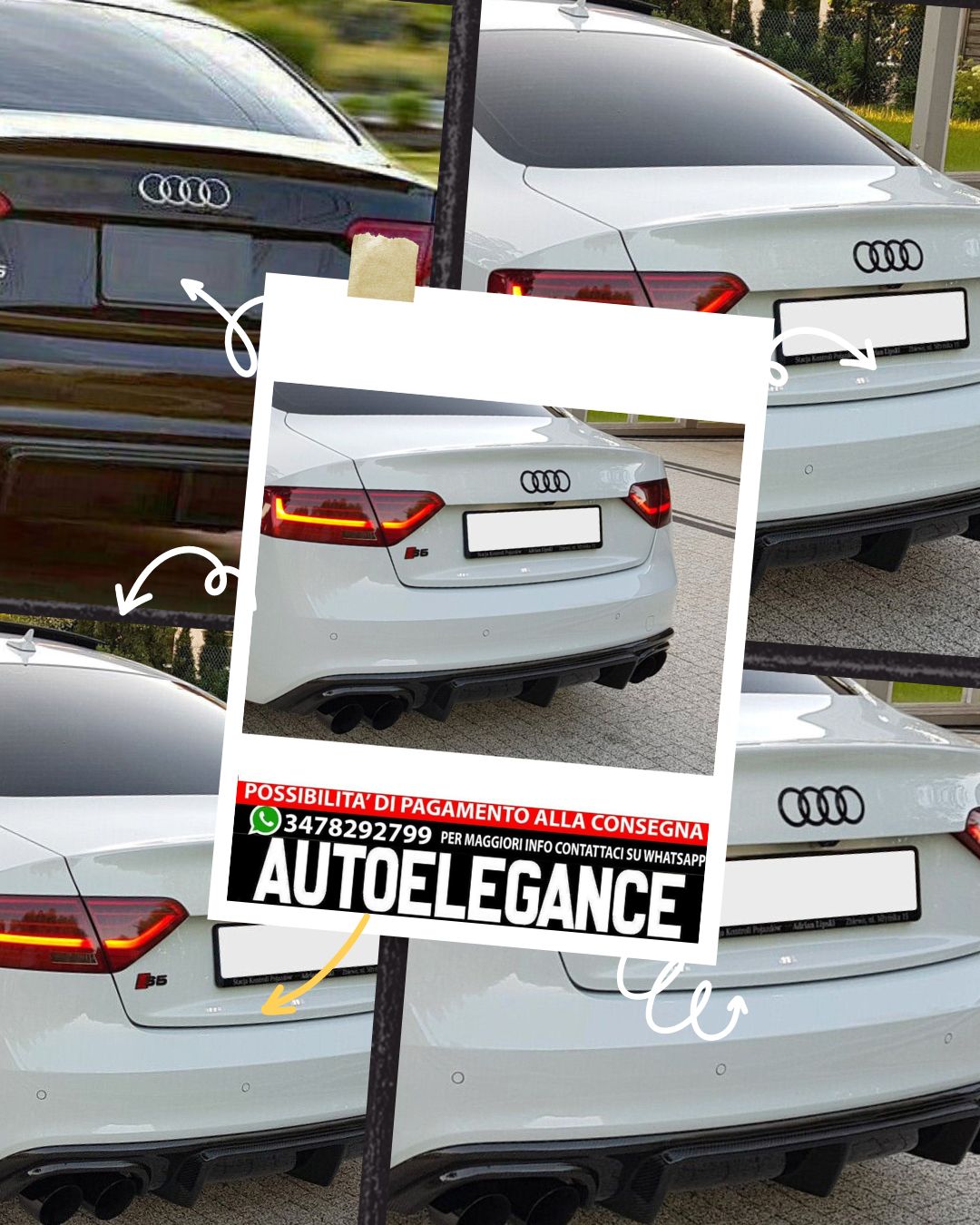 DIFFUSORE COMPATIBILE PER AUDI A5 SPORTBACK 8TA S-LINE (FACELIFT 2012-16)