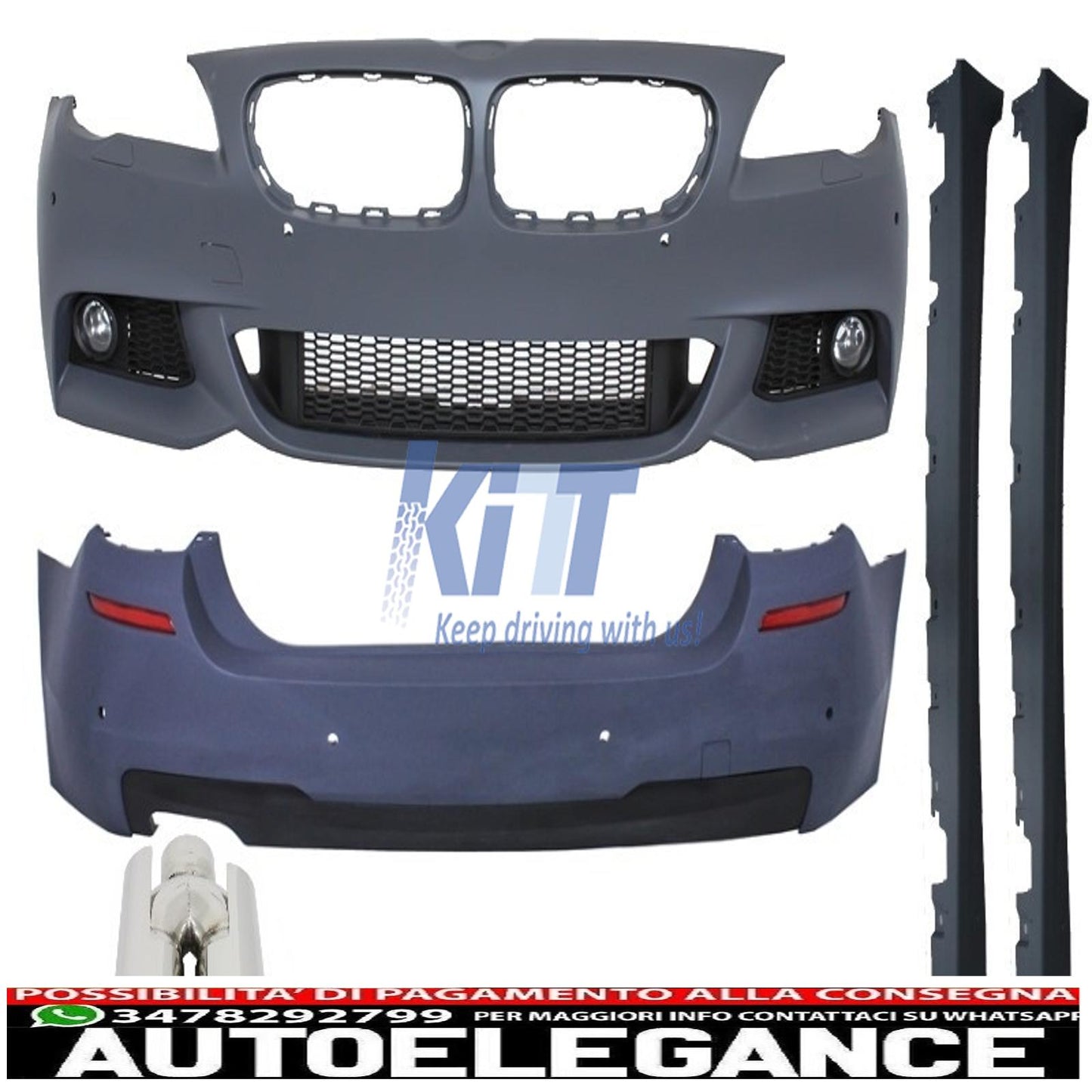 complete body kit suitable for bmw f11 5 series touring (station wagon, estate, avant) (from 2011 onwards) m-technik design with acs-look exhaust tips