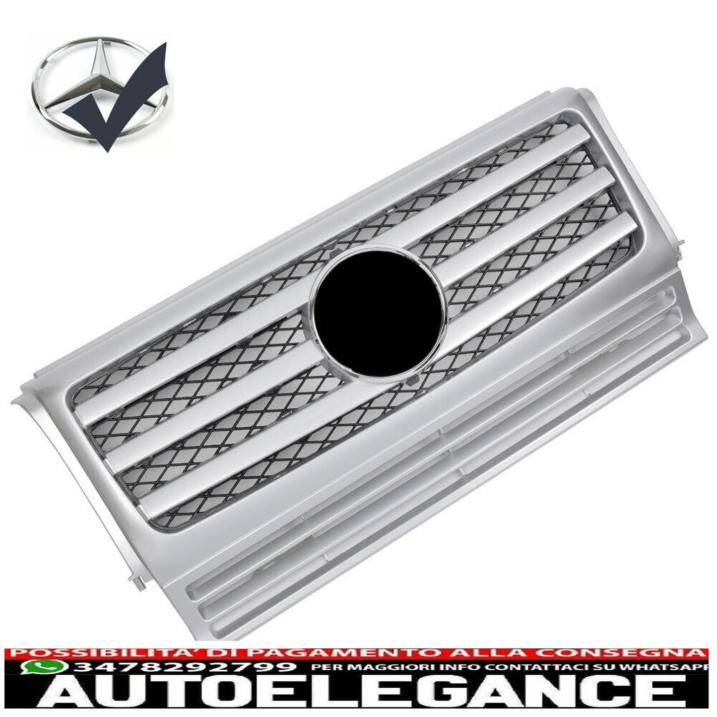 griglia sport griglia radiatore adatto per mercedes w463 g 1990-2018 argento ottica-mostra il titolo originaletesto originalegrill sport kühlergrill passt für mercedes w463 g 1990-2018 silber optik