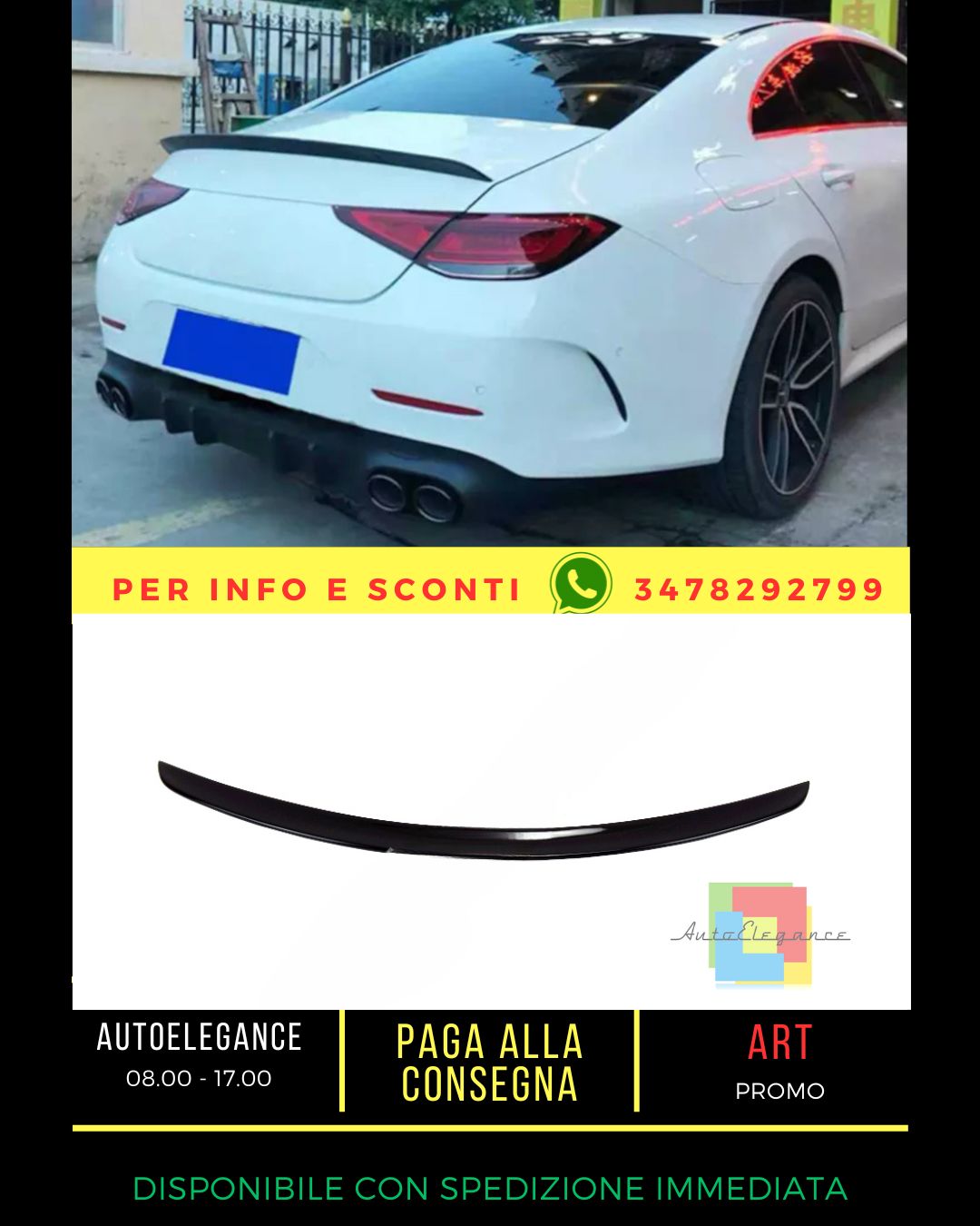 🔥GLOSSY BLACK SPOILER SUITABLE FOR Mercedes CLS C257 2018+🔥