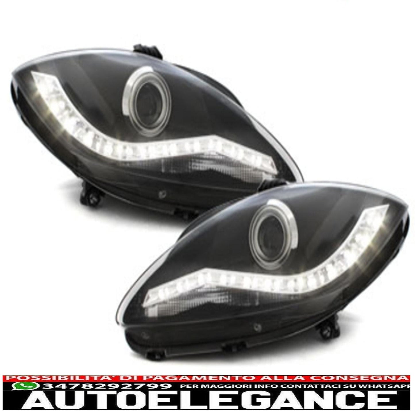 Dayline headlights suitable for Seat Leon 09+ black 