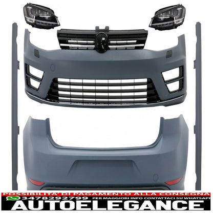complete body kit with led headlights dynamic sequential cornering lights suitable for vw golf 7 vii (11/2012-07/2017) r design 