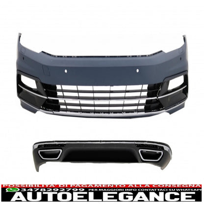 paraurti anteriore con diffusore a mantovana paraurti posteriore doppio scarico adatto per vw passat b8 3g (2015-2018) design r-line