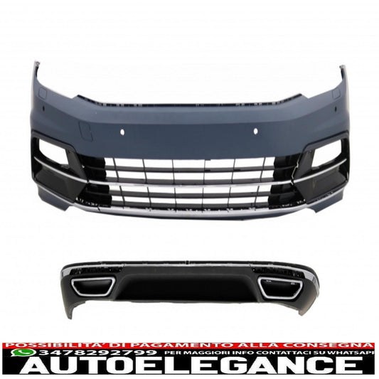 paraurti anteriore con diffusore a mantovana paraurti posteriore doppio scarico adatto per vw passat b8 3g (2015-2018) design r-line