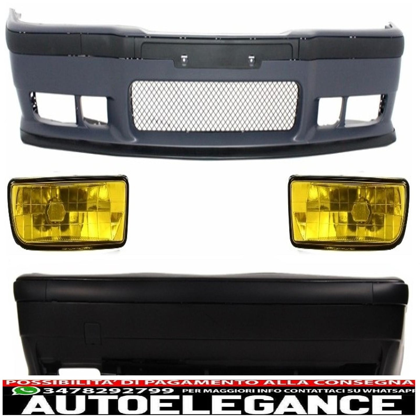 complete body kit suitable for bmw 3er e36 (1992-1998) m3 design with yellow fog lights