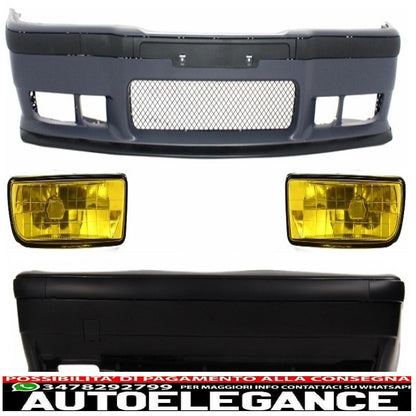 complete body kit suitable for bmw 3er e36 (1992-1998) m3 design with yellow fog lights