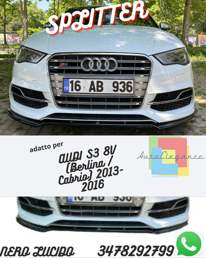 Front Splitter AUDI S3 8V (Sedan / Cabrio) 2013-2016 Without ABE TÜV 