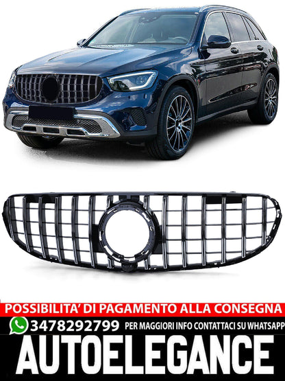 Aftermarket Black Chrome Sport Grille Compatible with Mercedes GLC X253 SUV Without Sports Package 2019 