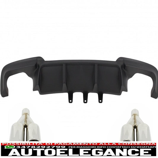 diffusore d'aria a doppia uscita adatto per bmw f10 serie 5 (2011-2017) design m-performance con terminali di scarico m-power cromati