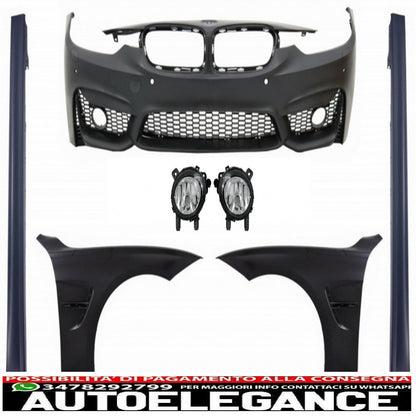 kit paraurti anteriore con fendinebbia e parafanghi anteriori adatto per bmw serie 3 f30 f31 non lci & lci (2011-2018) sport evo design