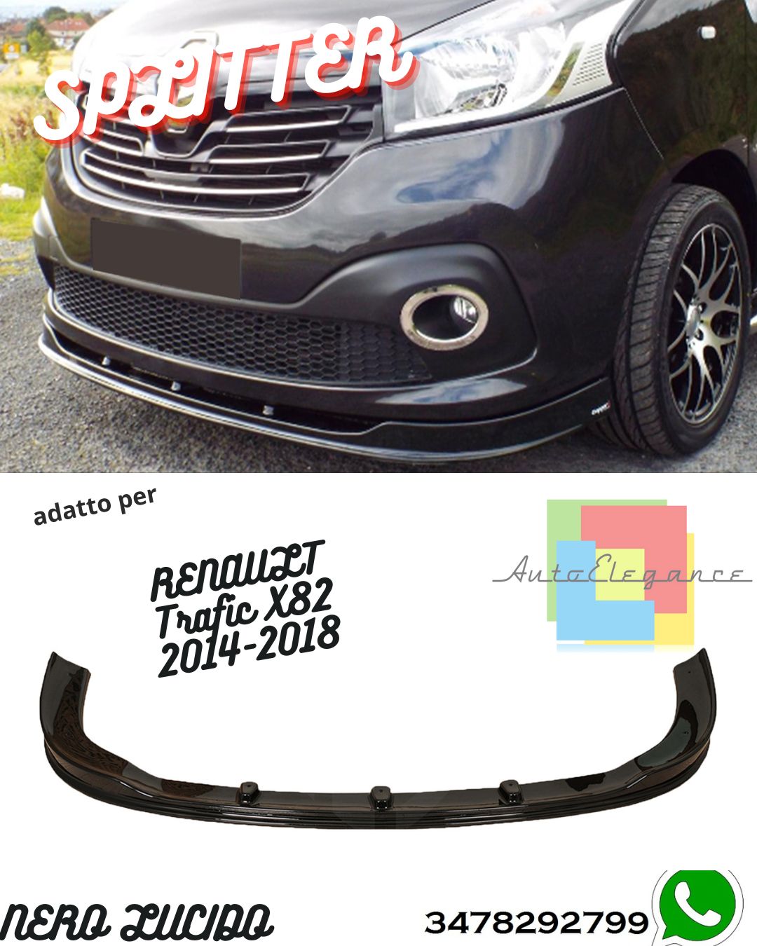 Splitter Anteriore RENAULT Trafic X82 2014-2018 Con ABE TÜV