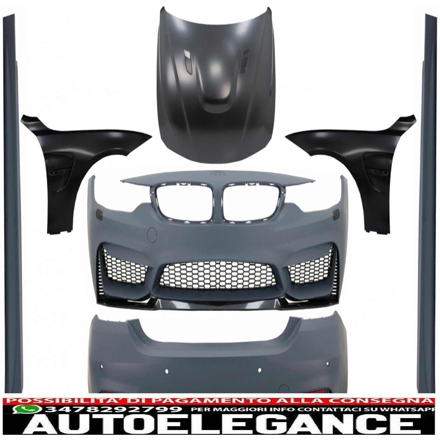kit carrozzeria completo adatto per bmw serie 4 f32 f33 (2013-2017) design m4 con parafanghi anteriori e cofano motore