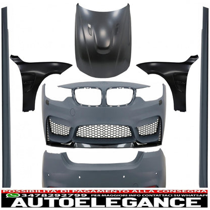 kit carrozzeria completo adatto per bmw serie 4 f32 f33 (2013-2017) design m4 con parafanghi anteriori e cofano motore