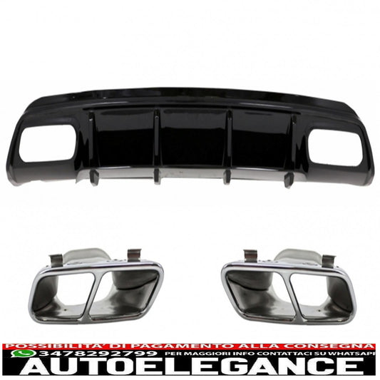 diffusore posteriore edizione nera con finali marmitta adatto per mercedes classe a w176 (2012-2018) a45 design restyling