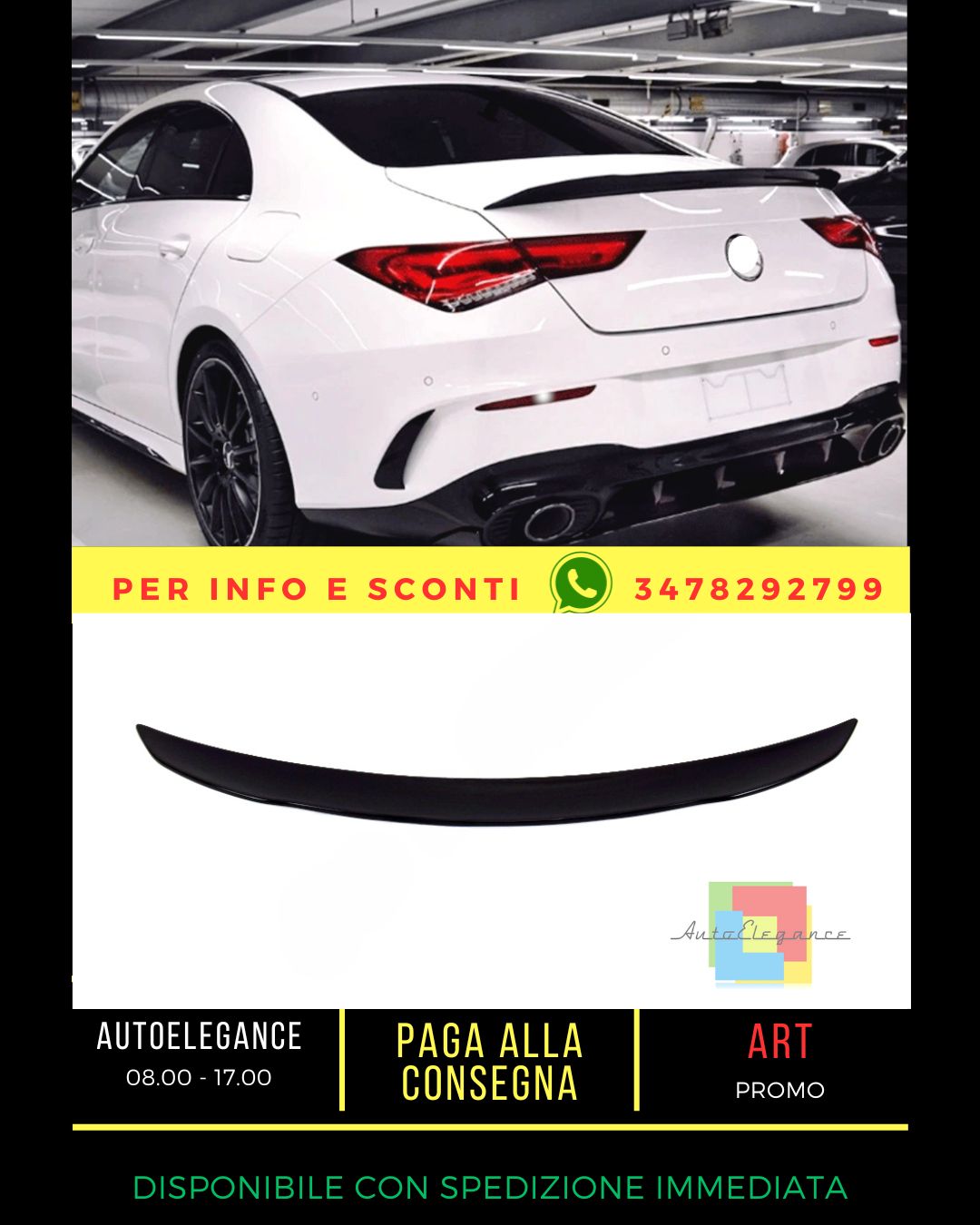 ✨SPOILER NERO LUCIDO ADATTO PER Mercedes CLA C118 2019+✨