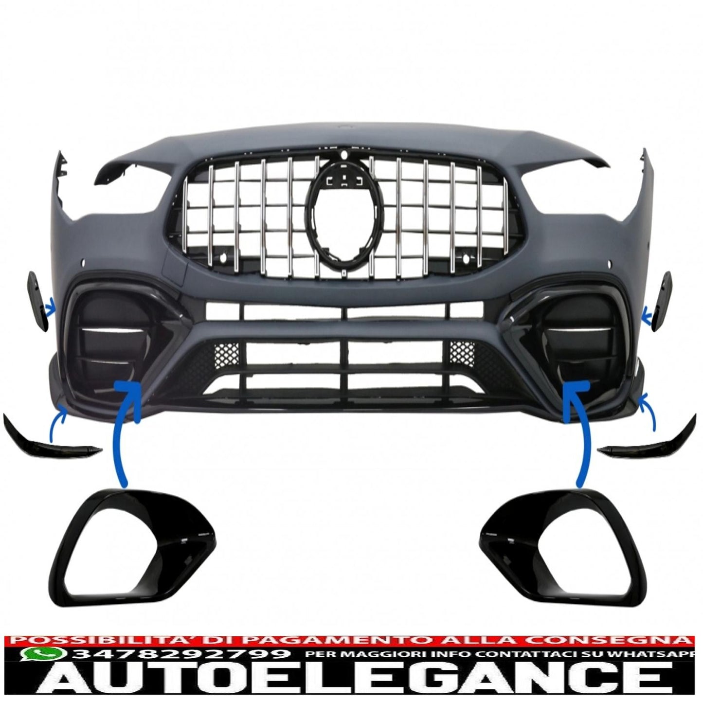 Cornici di copertura griglie laterali adatte per mercedes cla 45 cla 45s x118 c118 (2019-up) pianoforte nero AUTOELEGANCERICAMBI