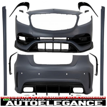 complete body kit with exhaust tips suitable for mercedes a-class w176 (2012-2018) restyling a45 design