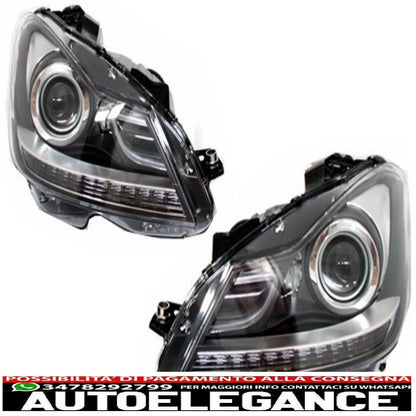 Led drl bi-xenon headlights suitable for mercedes c class w204 restyling (2011-2014)