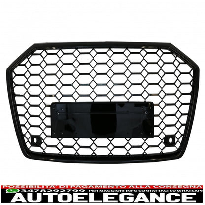 center grille without badge suitable for audi a6 c8 4k (2018-up) rs6 design piano black 