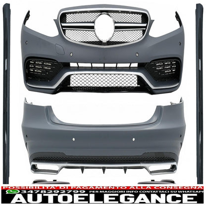 complete body kit with black exhaust tips suitable for mercedes e-class w212 facelift (2013-2016) design e63 