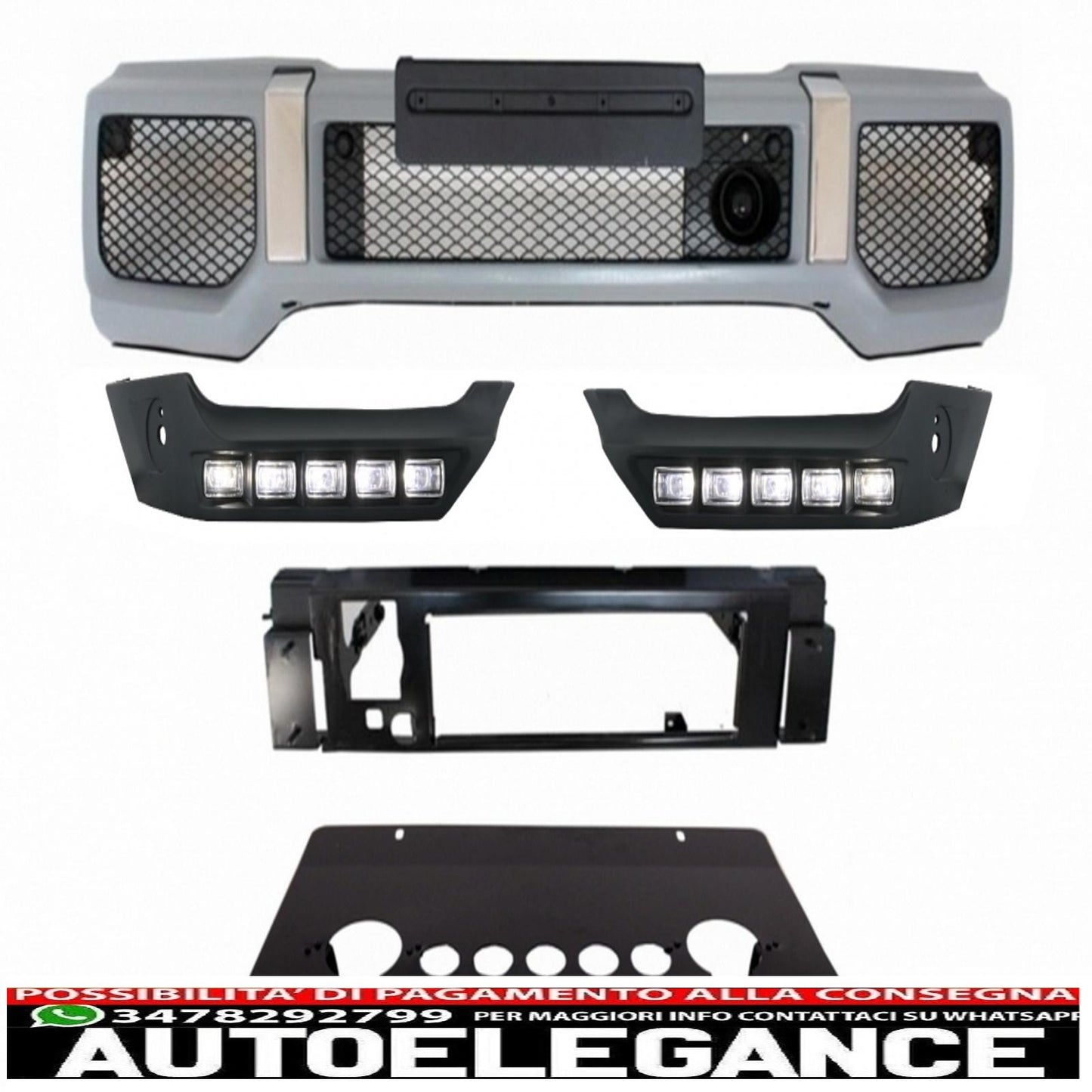 Front bumper skid plate off road spoiler led drl extension suitable for mercedes g class w463 (1989-2016)