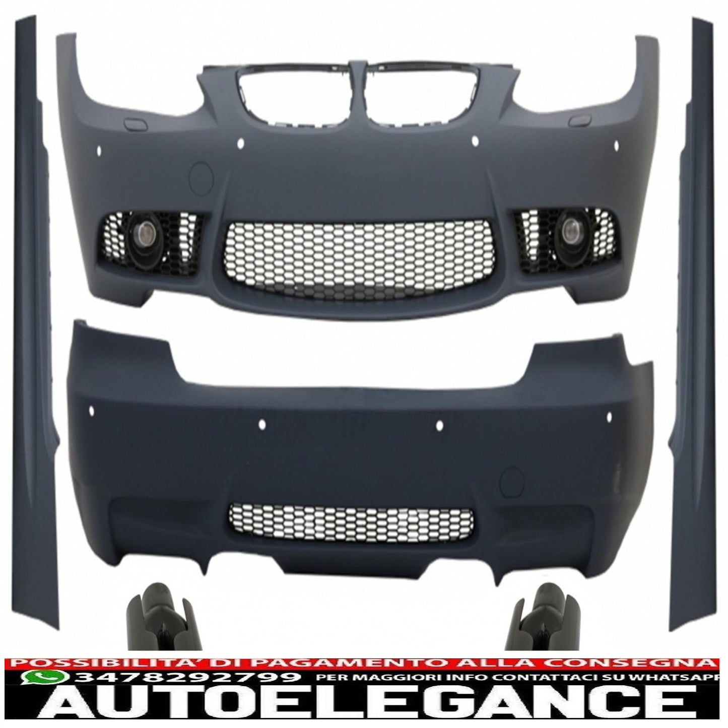 Complete body kit with piano black exhaust tips suitable for bmw 3 series e92 coupe e93 cabrio non-lci (2006-2009) m3 design