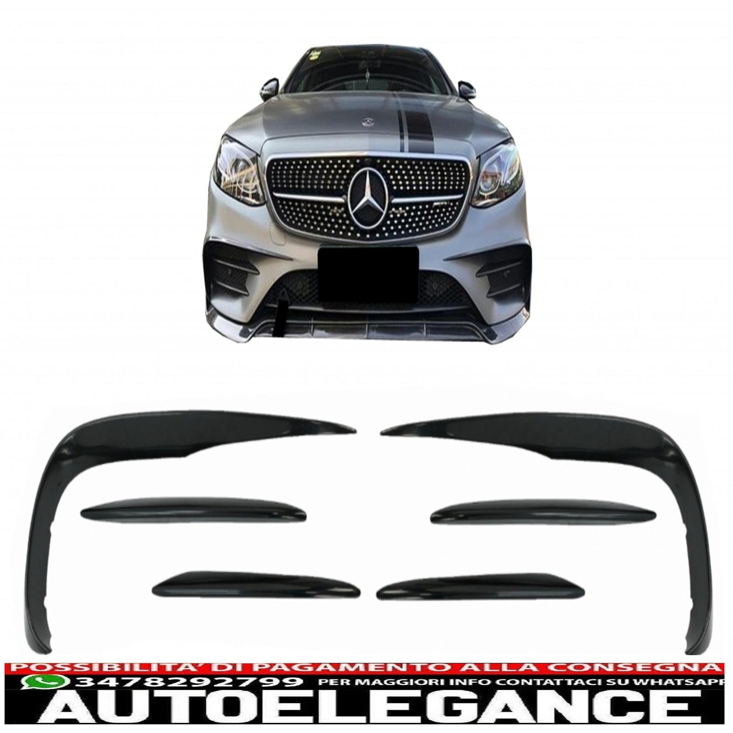 Aerodynamic Front Bumper Splitter Fins Fit For Mercedes E Class W213 S213 C238 A238 Sport Line E53 (2016-2020) Piano Black