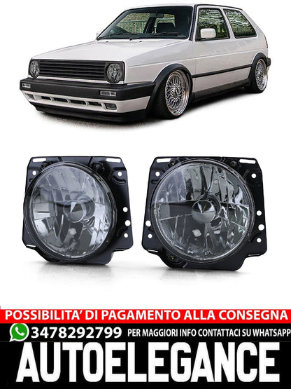Faro in vetro trasparente nero fumè compatibile per VW Golf 2 83-91