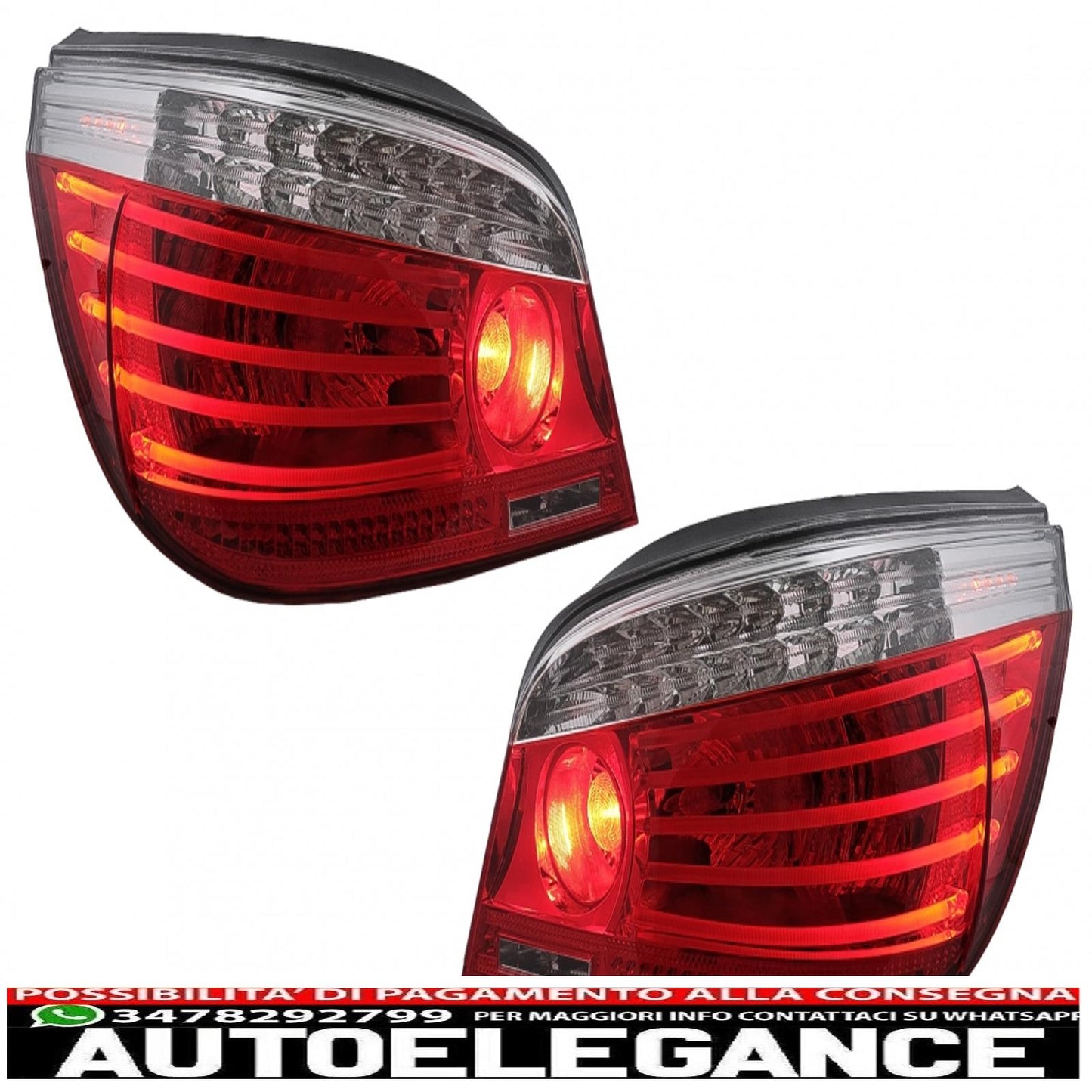 led rear lights suitable for bmw 5 series e60 (04.2003-03.2007) red transparent lci facelift design