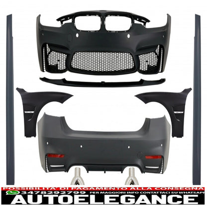 Full body kit with carbon fiber exhaust tips and front fenders suitable for bmw f30 (2011-2019) evo ii m3 cs style without fog lights
