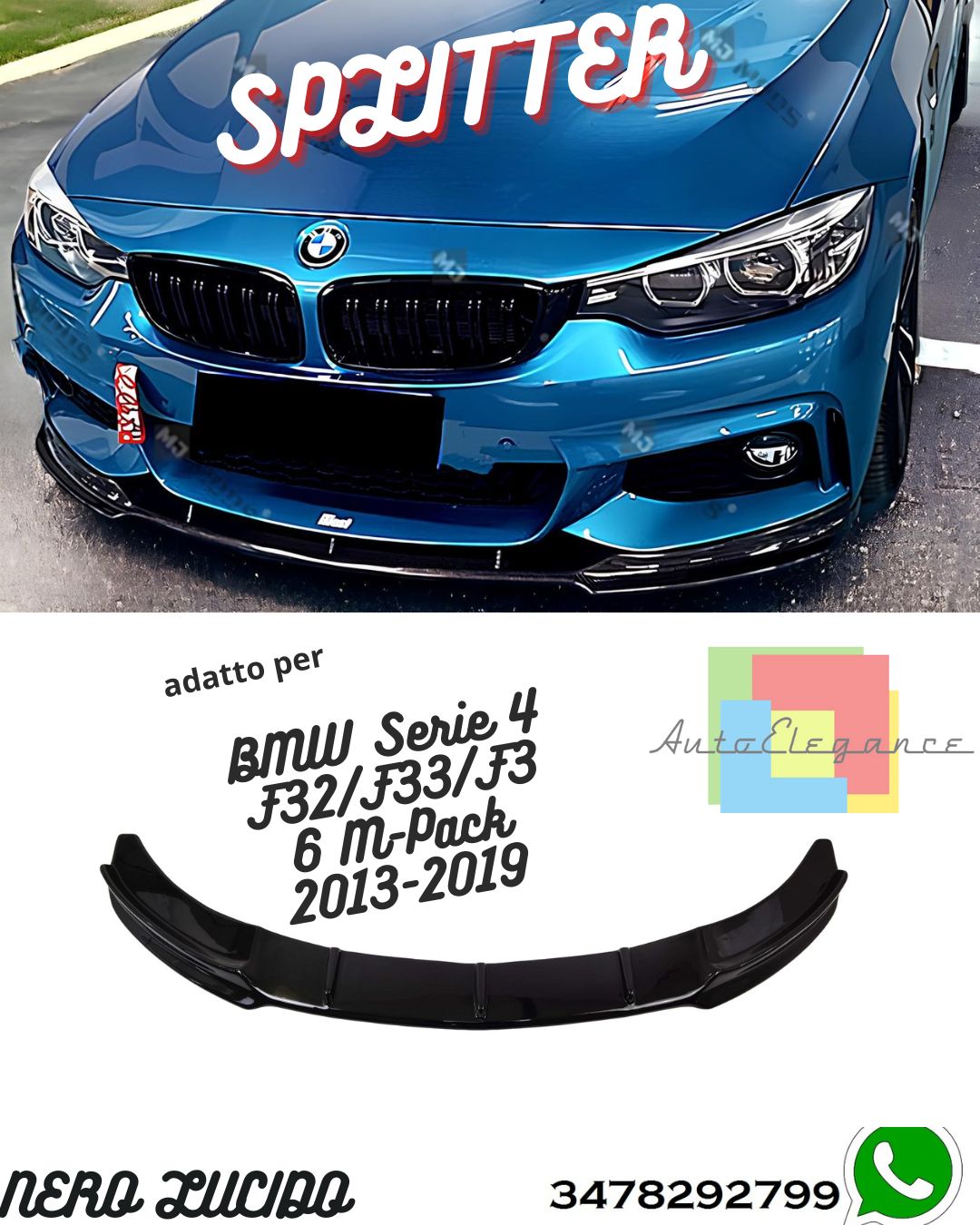Splitter Anteriore BMW Serie 4 F32/F33/F36 M-Pack 2013-2019 Con ABE TÜV