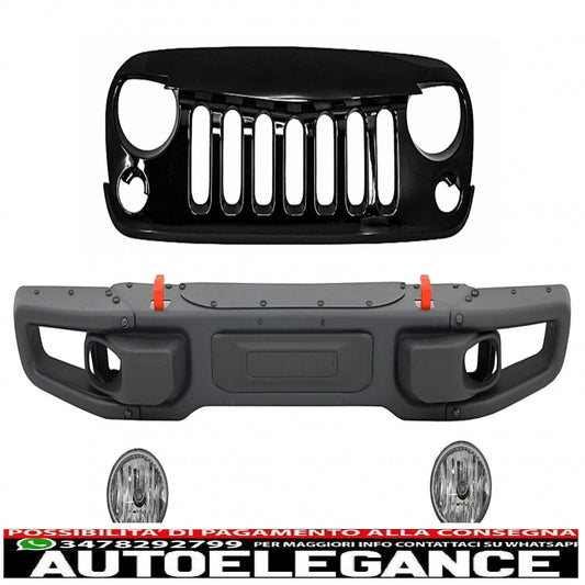 Paraurti anteriore in metallo con griglia anteriore centrale adatto per Jeep Wrangler / Rubicon JK (2007-2017) 10° anniversario in stile hard rock