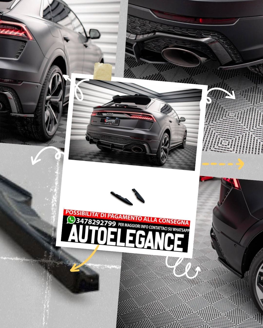 SPLITTER LATERALI POSTERIORI ADATTO PER AUDI RSQ8 MK1  (2019 - )