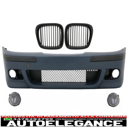 front bumper with black center grills and fog lights suitable for bmw e39 5 series 1995-2003 m5 design 