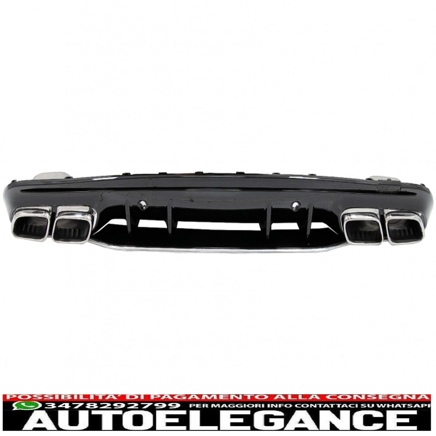 diffusore paraurti posteriore adatto per mercedes classe c w205 s205 (2014-2020) c63s design silver tips solo per amg sport line