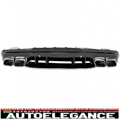 diffusore paraurti posteriore adatto per mercedes classe c w205 s205 (2014-2020) c63s design silver tips solo per amg sport line