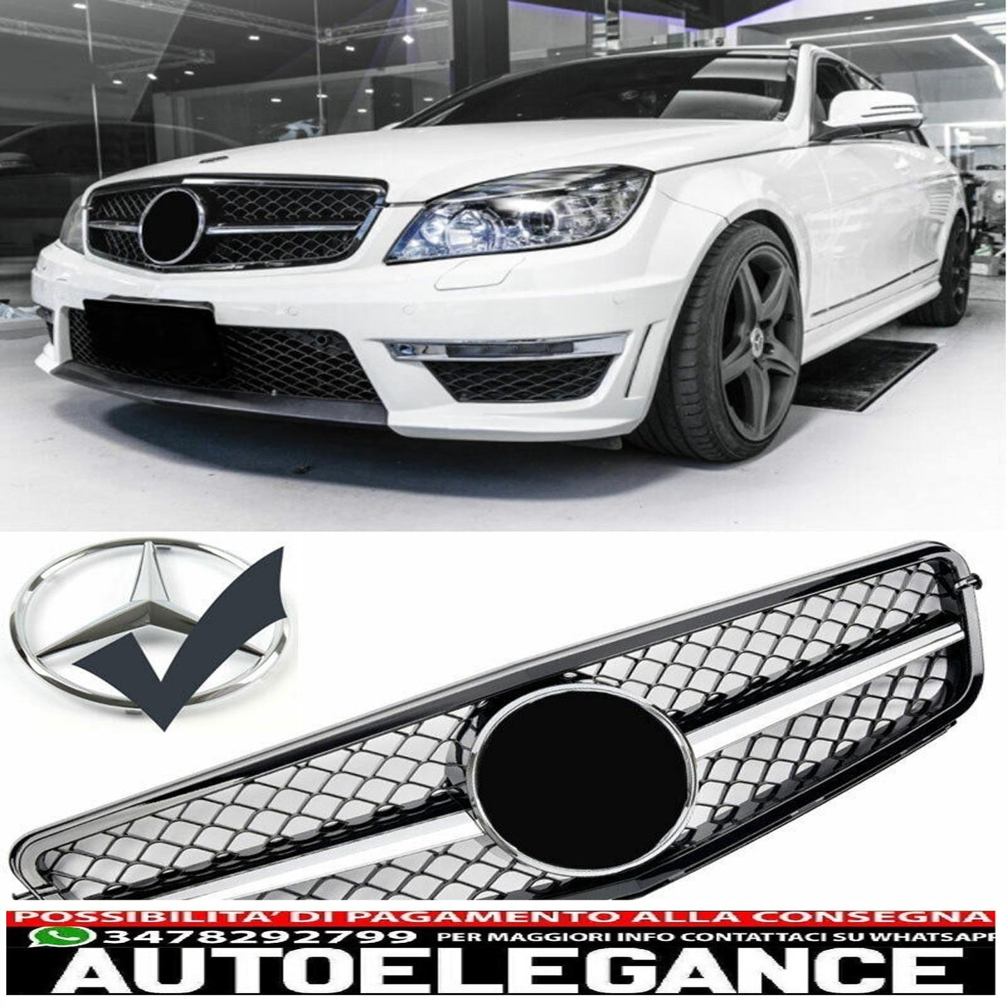 Sport grille radiator grille suitable for mercedes w204 s204 black + chrome