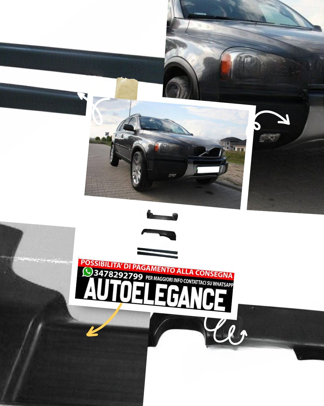 Spoiler Anteriore + Diffusore Posteriore + Minigonne Laterale per VOLVO XC90 200