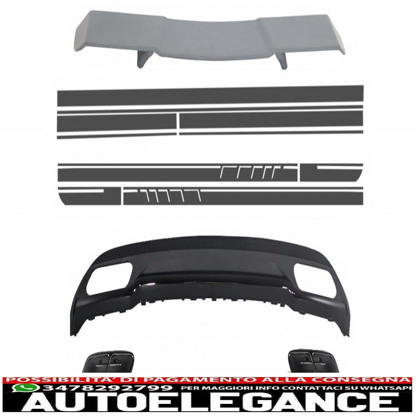 spoiler per bagagliaio diffusore punte di scarico adatte per mercedes w176 classe a 2012+ a-design con decalcomanie laterali adesivo in vinile grigio scuro