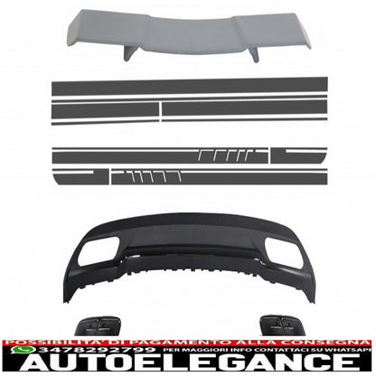 spoiler per bagagliaio diffusore punte di scarico adatte per mercedes w176 classe a 2012+ a-design con decalcomanie laterali adesivo in vinile grigio scuro