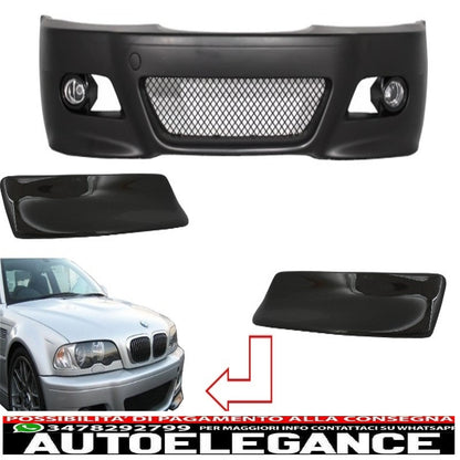 front bumper suitable for bmw 3 series e46 coupe/cabrio/sedat/station wagon (1998-2004) m3 design with front bumper splitter csl design carbon