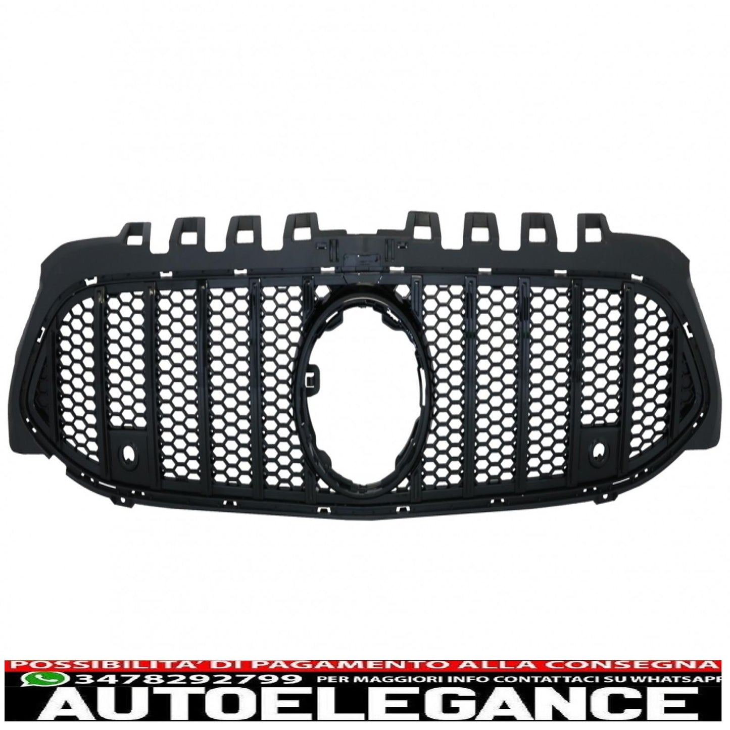 central grille suitable for mercedes a-class w177 hatchback v177 sedan (04.2018-) mesh gt-r design panamericana all black